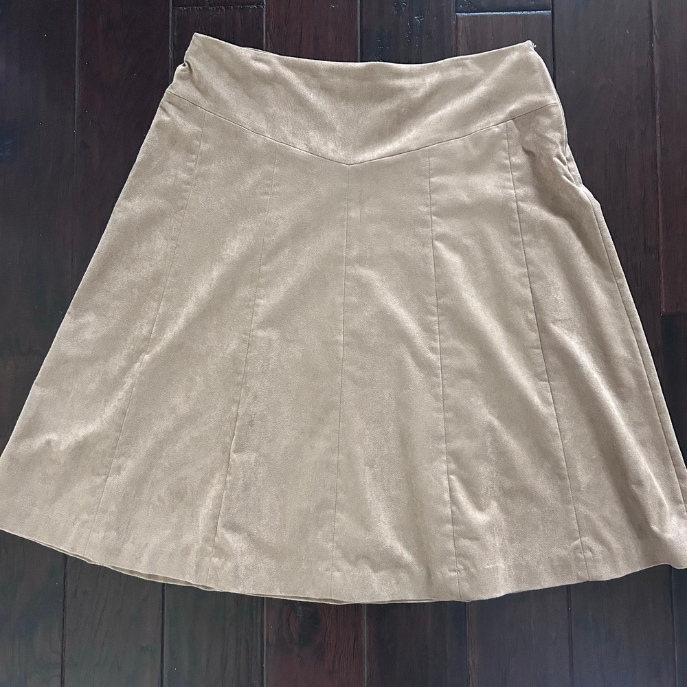 Coldwater Creek Tan Faux Suede A-Line Skirt PetiteXL Light Academia Western chic